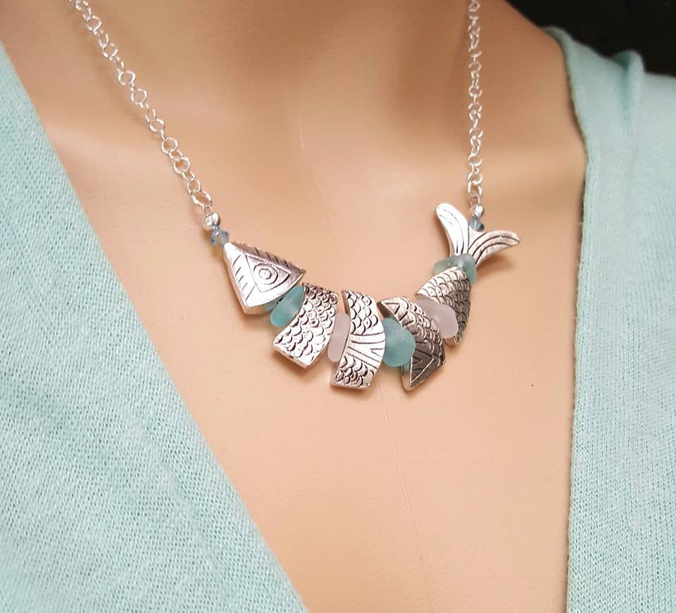 Discover Moroccan Blue Asymmetric Silver Necklace | Paksha - Paksha India